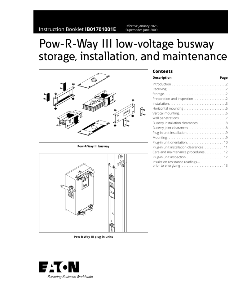 Pow-R-Way III Busway: Installation & Maintenance Guide