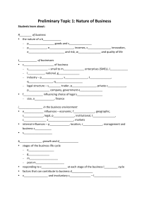 Nature of Business: Preliminary Topic 1 Study Guide & Outline