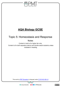AQA Biology GCSE Notes: Homeostasis & Response (Topic 5)