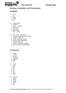American English File Level 2 Test 9A Answer Key