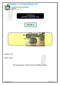 Grade 11 Math P1 Common Test - June 2024