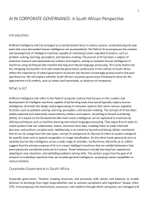 AI in Corporate Governance: A South African Perspective
