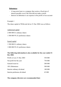 Debentures & Financial Statements: Profit/Loss & Balance Sheet Examples