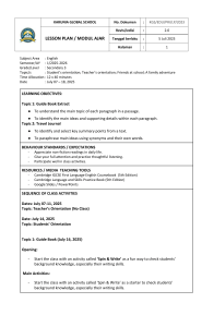 English Lesson Plan: Secondary 3 Orientation & Adventure