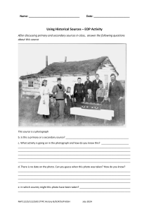 Historical Sources Activity: Typhoid Fever in Minot