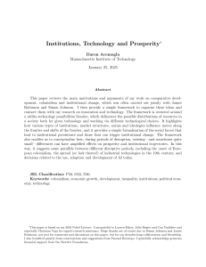 Institutions, Technology, and Prosperity: A Research Paper
