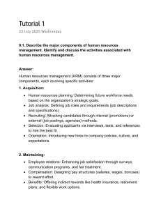 Human Resources Management Tutorial: Components & Activities