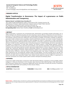 E-Governance Impact on Public Administration & Transparency
