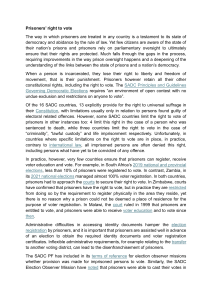 Prisoners' Right to Vote in SADC Countries: An Overview