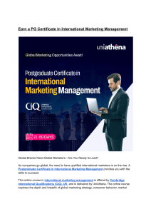 PG Certificate in International Marketing Management