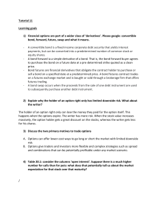 Financial Options & Derivatives Tutorial: Learning Goals & Concepts