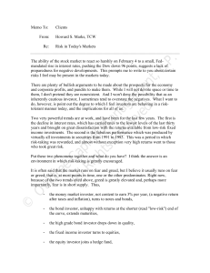 Risk in Today's Markets: Investor Behavior Analysis