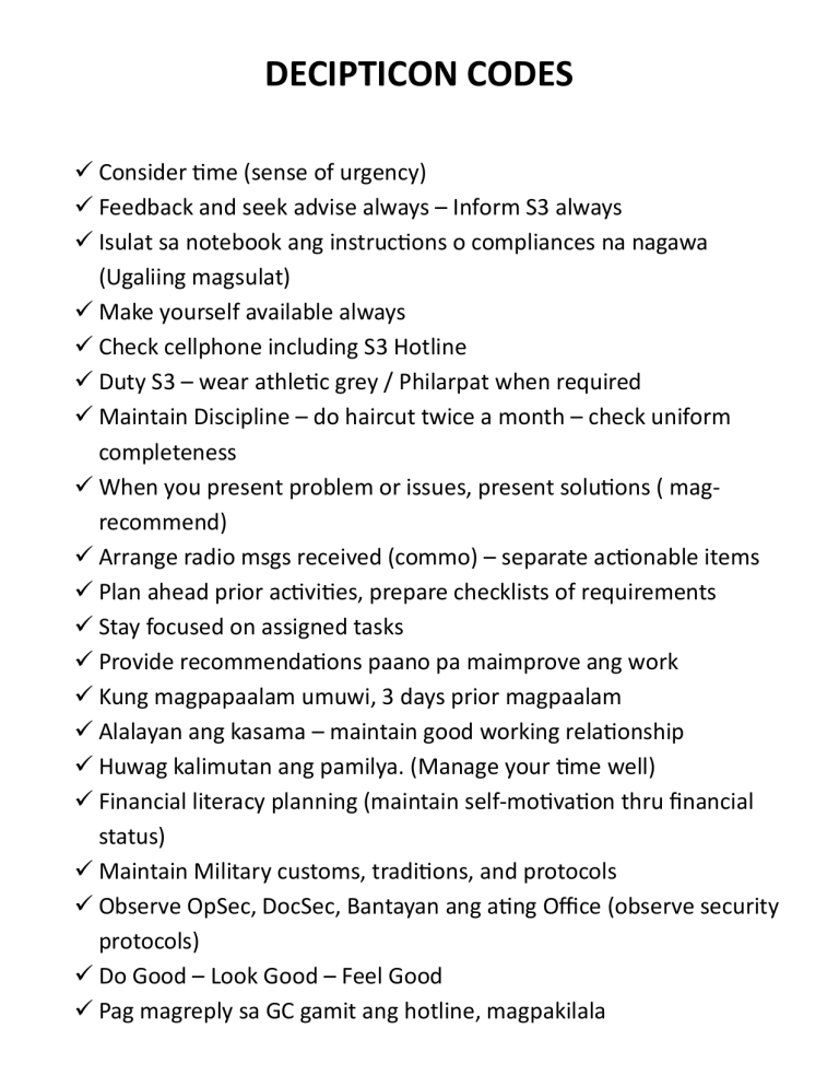 Decepticon Codes of Conduct: Guidelines & Protocols