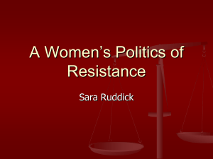 Sara Ruddick: A Women's Politics of Resistance & Social Movements
