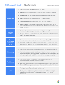 UX Research Study Plan Template