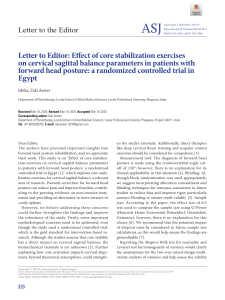 Core Stabilization Exercises & Cervical Balance: Letter to Editor