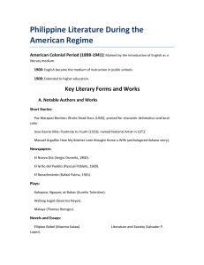 Philippine Literature During American Regime (1898-1941)