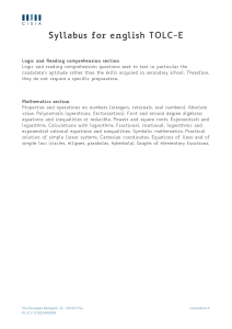 TOLC-E English Syllabus: Logic, Reading, Mathematics Topics