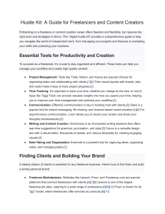 Hustle Kit: Guide for Freelancers & Content Creators - Tools & Tips
