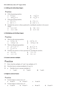 Integer Arithmetic Worksheet: LCM & HCF Practice
