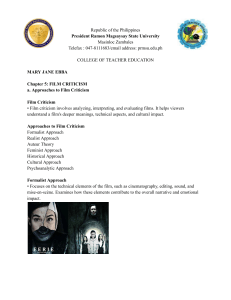 Film Criticism Approaches: Formalist, Realist, Auteur Theory