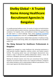 Shelby Global – A Trusted Name Among Healthcare Recruitment Agencies in Bangalore
