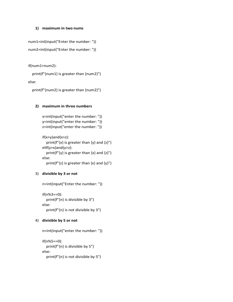 Python Code Snippets: Basic Programming Examples