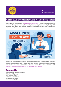 AISSEE 2026 Class 9 Live Class | Geometry School