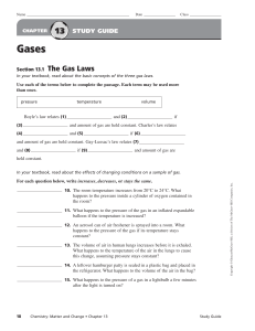 Gas Laws Study Guide: Chemistry Chapter 13