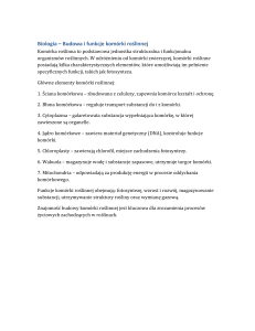 Budowa i funkcje kom&oacute;rki roślinnej: Przewodnik biologiczny