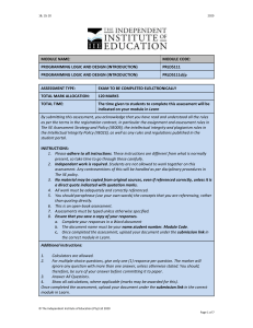 Programming Logic and Design (Introduction) Exam Paper 2020