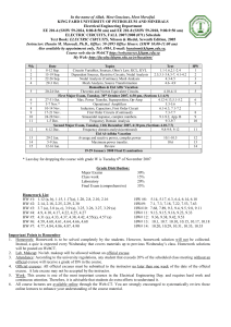 EE 201 Electric Circuits Course Schedule - KFUPM
