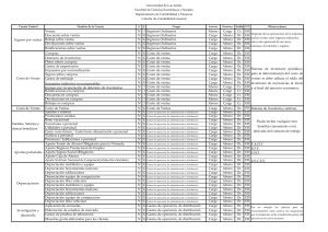 Tabla de Cuentas de Control - Universidad de Los Andes