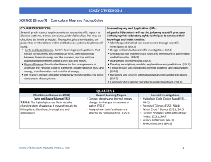 7th Grade Science Curriculum Map - Bexley City Schools