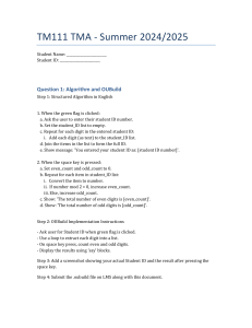TM111 TMA: Algorithm & Video Storage Assignment