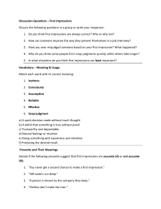 First Impressions: Worksheet & Activities