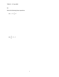 Math Worksheet: Linear Equations & Word Problems