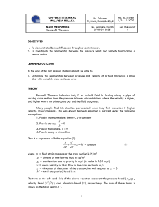 Bernoulli's Theorem Lab: Fluid Mechanics Experiment