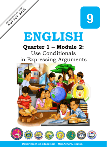 English Grade 9 Module 2: Use Conditionals in Expressing Arguments