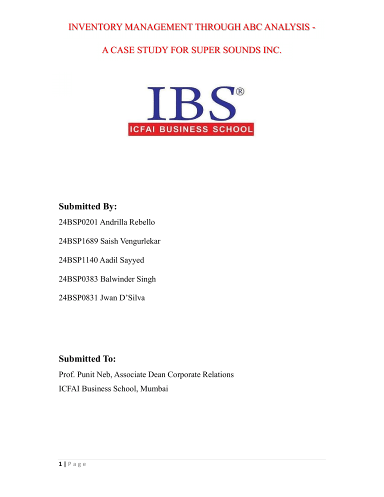 Inventory Management: ABC Analysis Case Study for Super Sounds Inc.