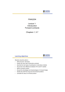 Derivatives & Forward Contracts: Lecture Notes