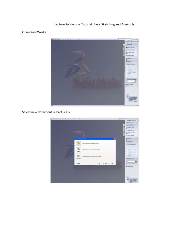 SolidWorks Tutorial: Basic Sketching & Assembly Guide