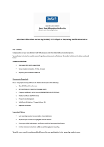 JoSAA 2025 IIT BHU Reporting Notification