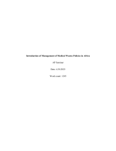 Medical Waste Management Policies in Africa: AP Seminar