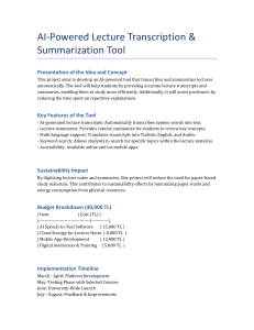 AI Lecture Transcription & Summarization Tool: Project Proposal