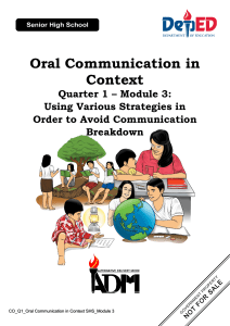 Oral Communication Module 3: Avoiding Communication Breakdown