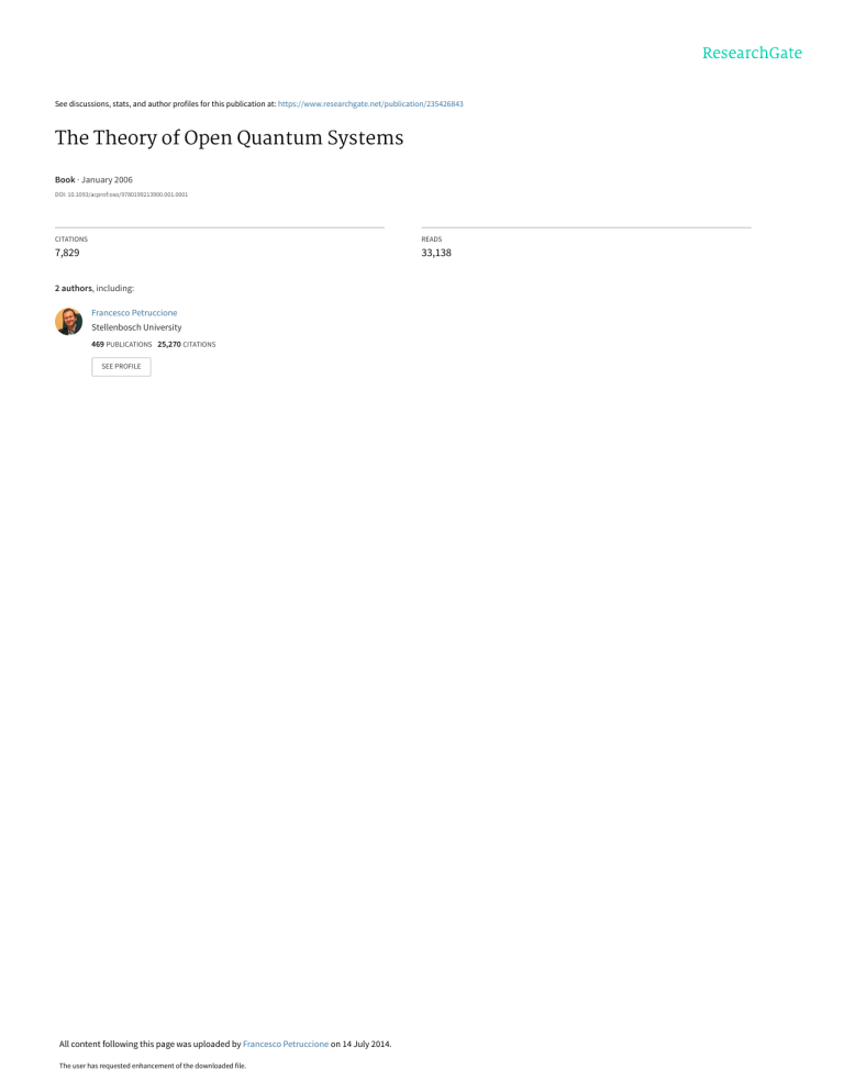 The Theory of Open Quantum Systems