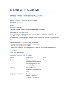 Grade 6 English Assignment: Family Traditions (Xhosa, Spirituality, Christianity)