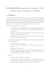 Econometrics 2 Capstone Project Proposal: Assignment 1 Guidelines