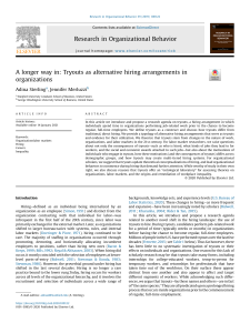Tryouts as Alternative Hiring Arrangements in Organizations Research